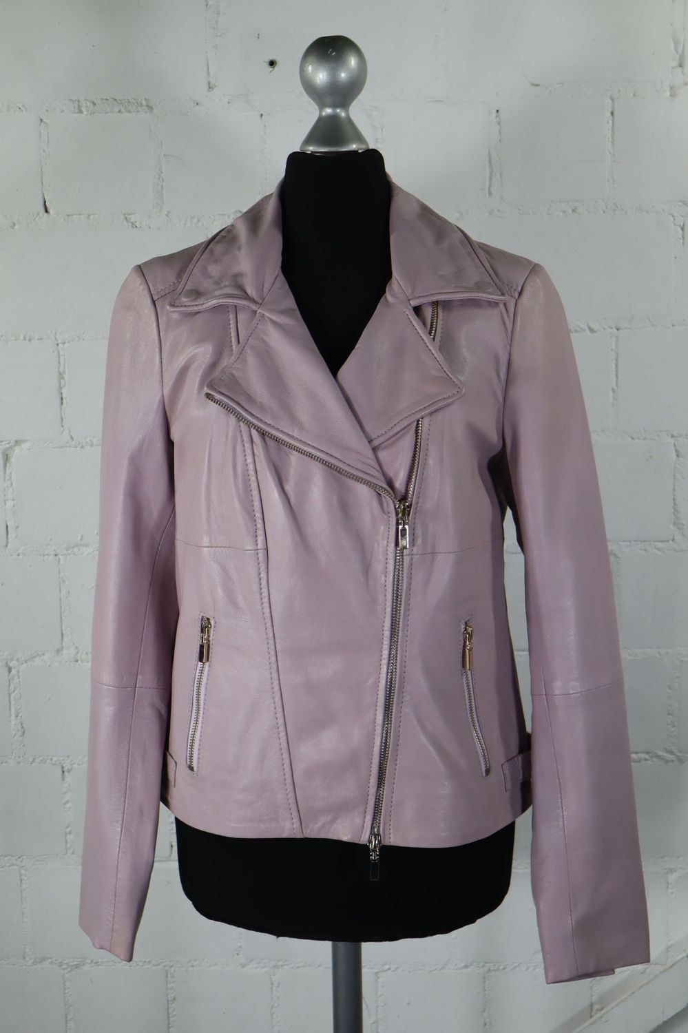 Freaky Nation Echtleder Jacke S Lila | NEU | Weiches Leder Biker Style Ärmel-Zip