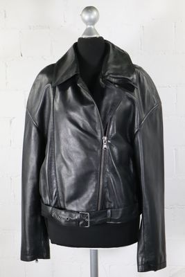Freaky Nation Lederjacke S Schwarz NEU mit Etikett Biker Style Echtleder Gürtel
