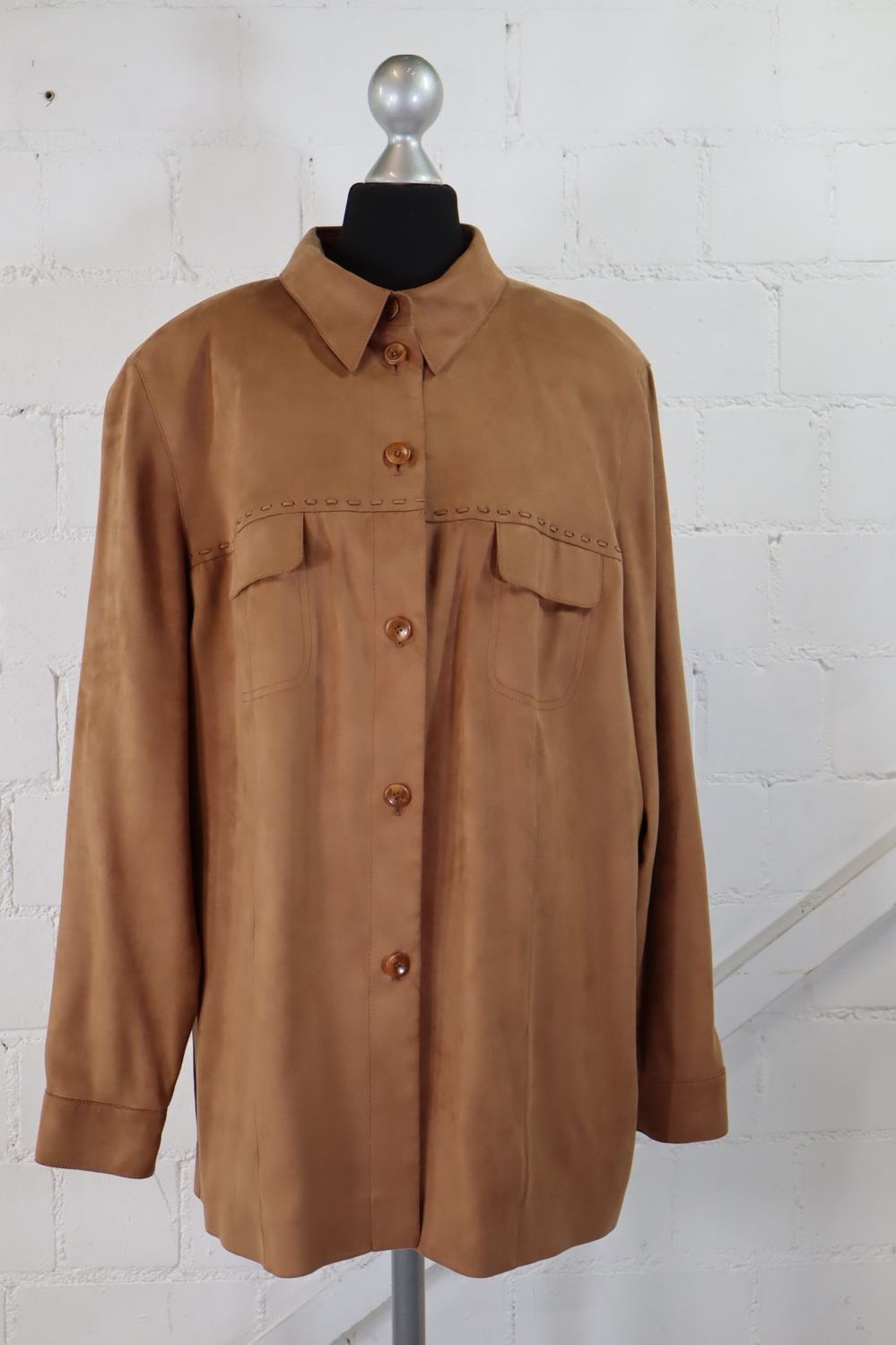 Basler Bluse Damen Gr. 46 Braun Langarm Elegant Business Casual Top Zustand