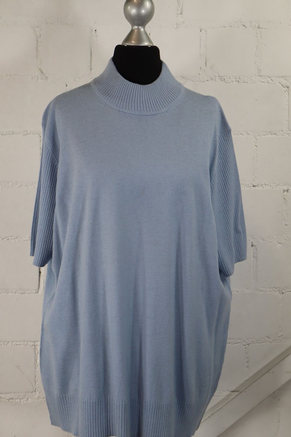 Basler Damen Pullover Gr. 48 Hellblau Schurwolle Seide Strick Top Zustand
