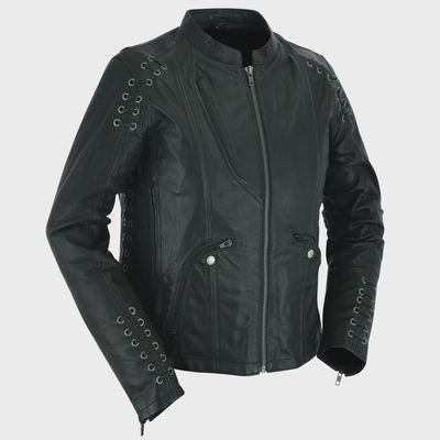DS885 WOMEN&#39;S STYLISH JACKET WITH GROMMET AND LACING ACCENTS