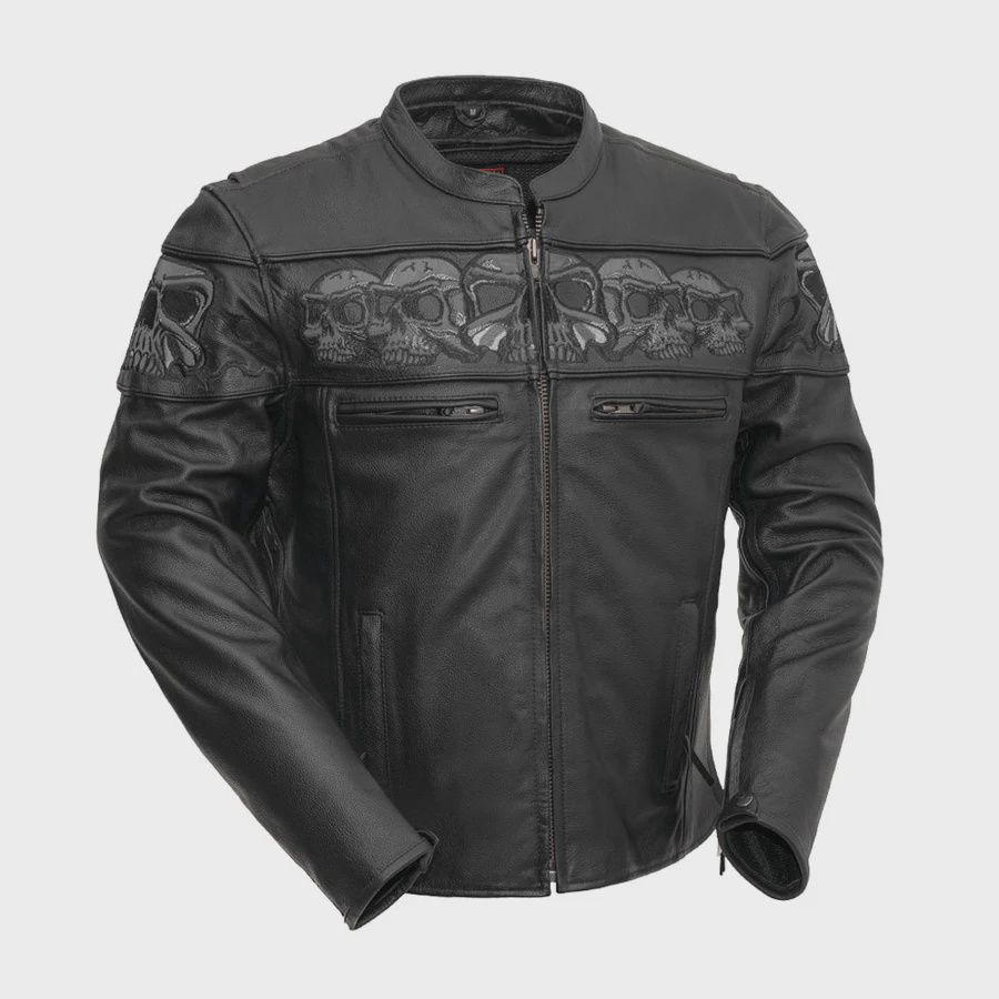 SAVAGE SKULL MEN&#39;S LEATHER JACKET