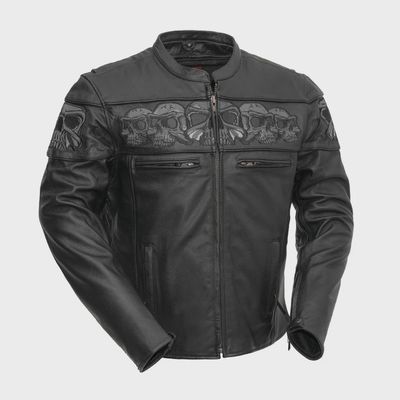 SAVAGE SKULL MEN&#39;S LEATHER JACKET