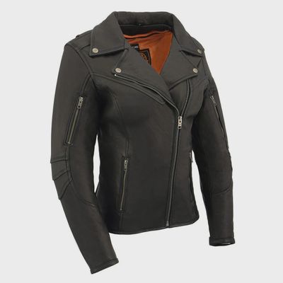 MLL2581 Women&#39;s Leather Lightweight Long Vented Jacket