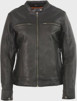 MLL2551 Women&#39;s Scooter Vented Lightweight Leather Jacket