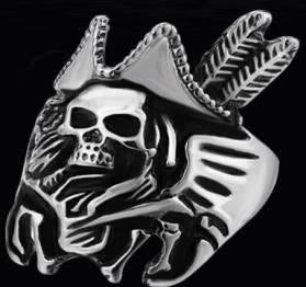 R189 Pirate Hat Skull Face Ring
