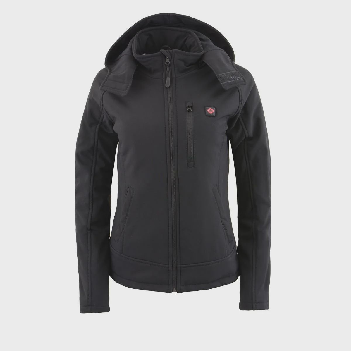 MPL2767SET NexGen Women&#39;s Black Heated Soft Shell Jacket with Detachable Hood