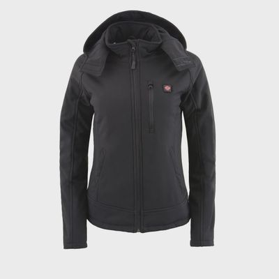 MPL2767SET NexGen Women&#39;s Black Heated Soft Shell Jacket with Detachable Hood