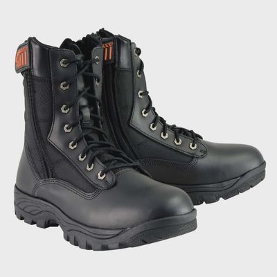 MBM9110 Men&#39;s 9-Inch Black Leather Tactical Boots w/ Side Zipper