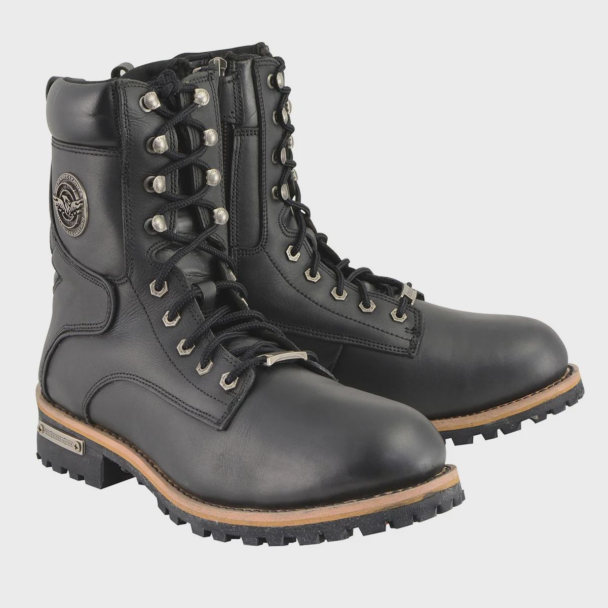 MBM9095 Men&#39;s Classic Black Logger Boots w/ Side Zipper