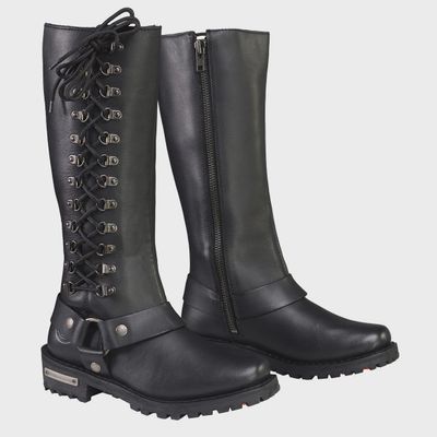 MBL9365 Women&#39;s Black Leather 14-Inch Harness Square Toe Boots