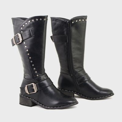 MBL9423 Ladies&#39; High Boot w/ Buckle Strap and Rivets