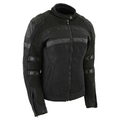 MPL2775 Ladies&#39; Black Armored Mesh Jacket