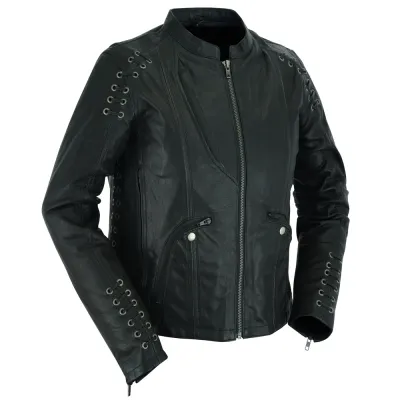 DS885 WOMEN'S STYLISH JACKET WITH GROMMET AND LACING ACCENTS