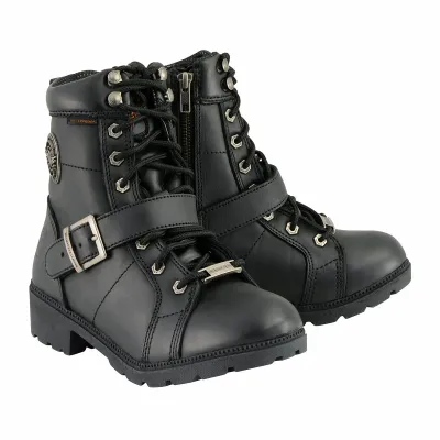 MBL9326WP Women's Black Leather Waterproof Motorcyle Rider Boots