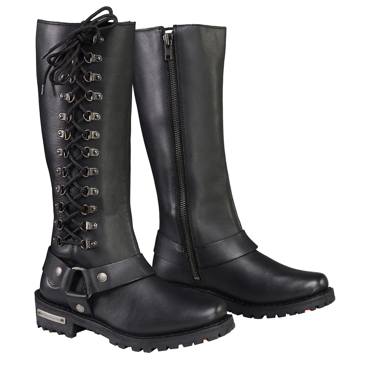 MBL9365 Women's Black Leather 14-Inch Harness Square Toe Boots