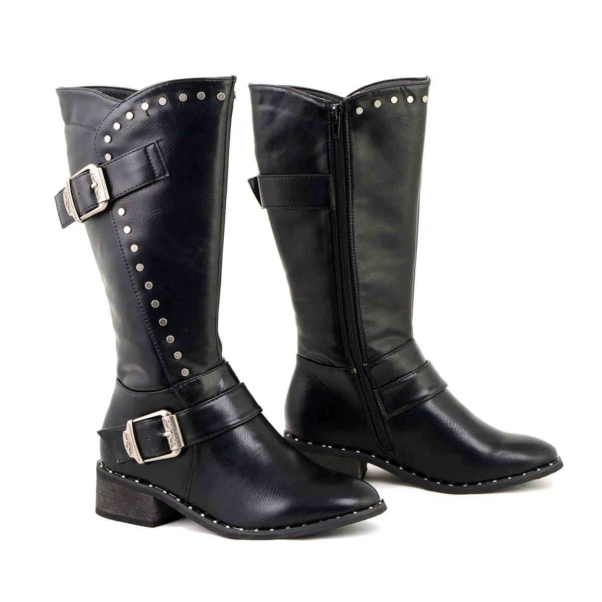 MBL9423 Ladies' High Boot w/ Buckle Strap and Rivets