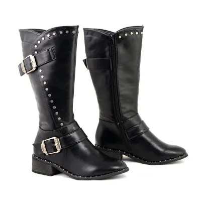 MBL9423 Ladies' High Boot w/ Buckle Strap and Rivets
