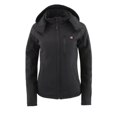 MPL2767SET NexGen Women's Black Heated Soft Shell Jacket with Detachable Hood