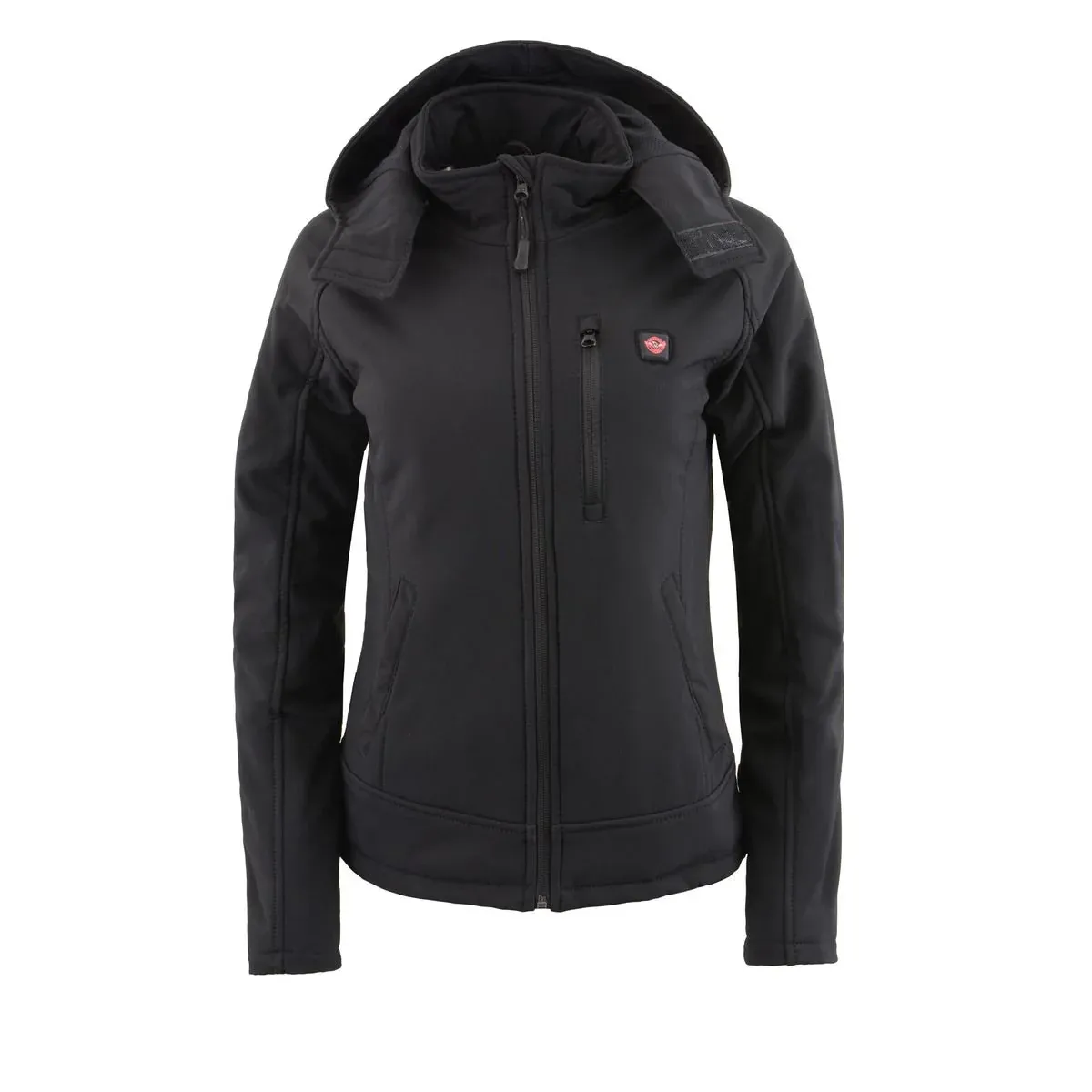 MPL2767SET NexGen Women's Black Heated Soft Shell Jacket with Detachable Hood, Size: XS
