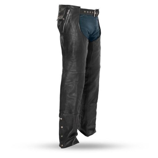 PATRIOT UNISEX MOTORCYCLE LEATHER CHAPS (REVISED), Size: S