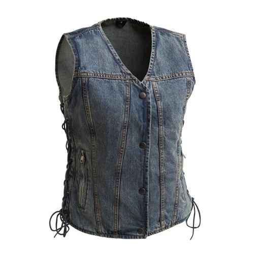 TIFF - WOMEN'S MOTORCYCLE DENIM VEST, Size: M