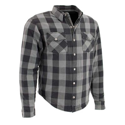 MPM1630 Men's Plaid Flannel Biker Shirt w/ CE Armor - Reinforced w/ Aramid Fibers