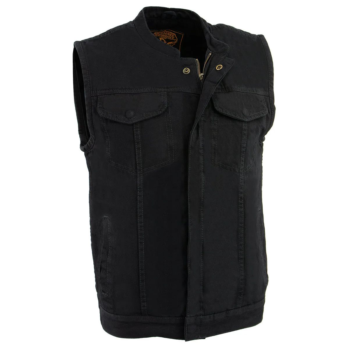 MDM3000 Men's 'Brute' Concealed Snap Denim Club Style Vest w/ Hidden Zipper
