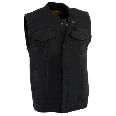 MDM3000 Men's 'Brute' Concealed Snap Denim Club Style Vest w/ Hidden Zipper