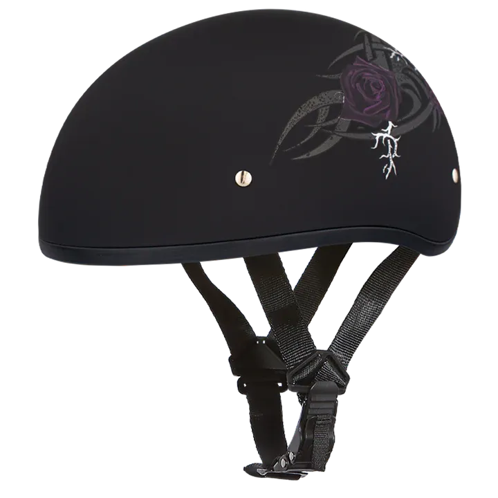 DOT Approved Daytona Motorcycle Half Face Helmet - Skull Cap Graphics