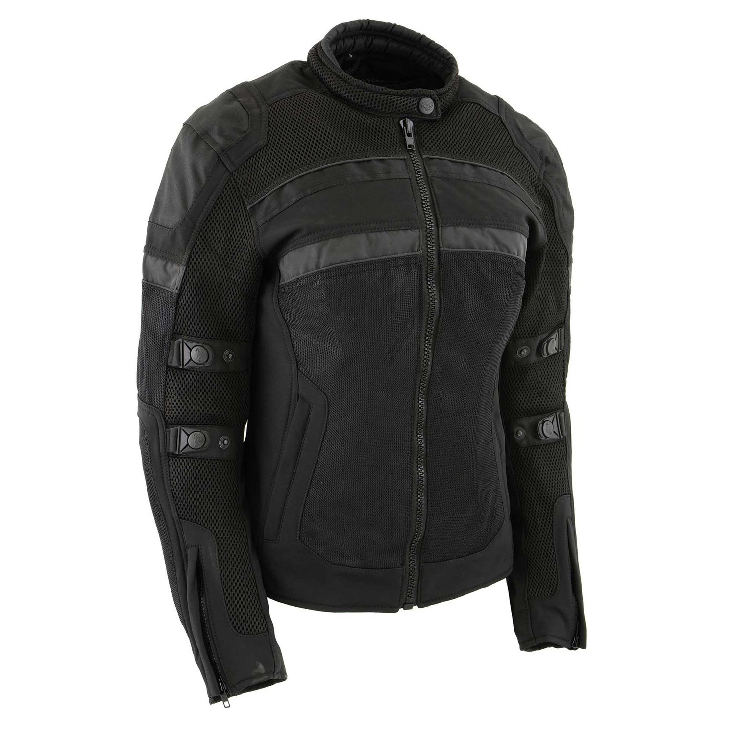 MPL2775 Ladies' Black Armored Mesh Jacket