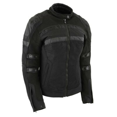 MPL2775 Ladies' Black Armored Mesh Jacket