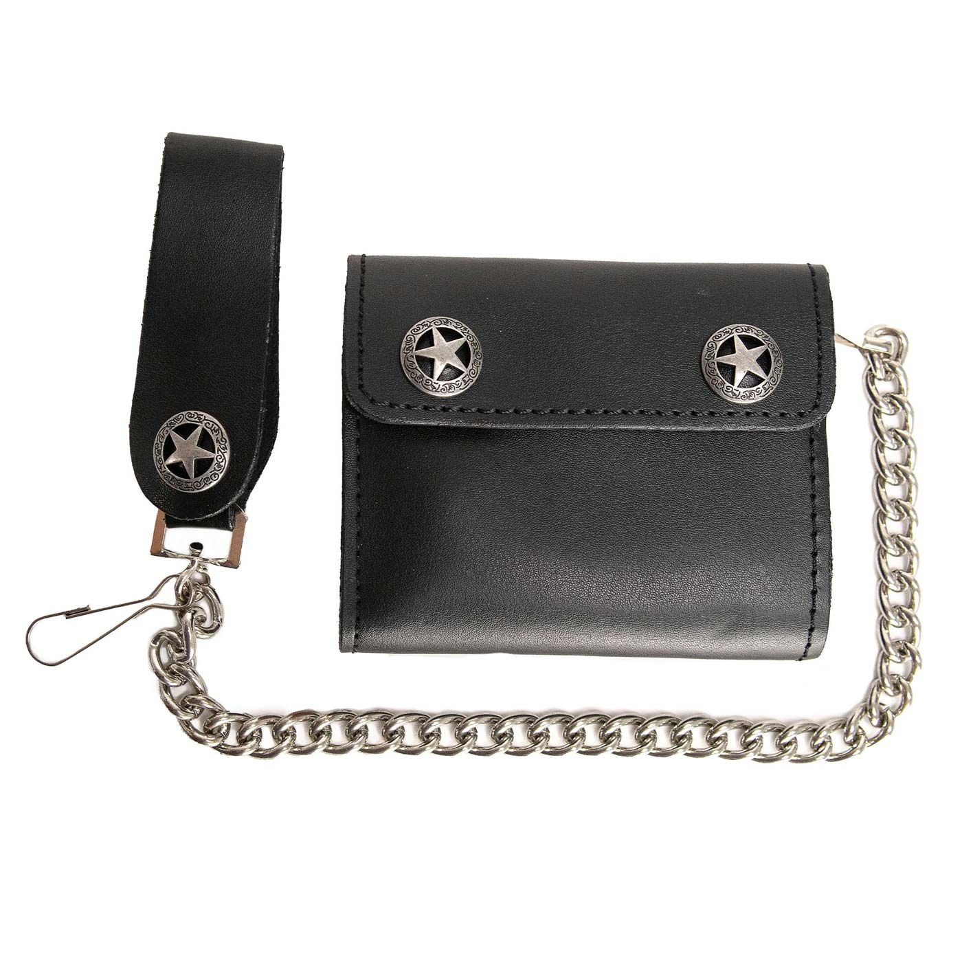 MLW7823 Men's 4.25" Western Star Black Bi-Fold Leather Wallet