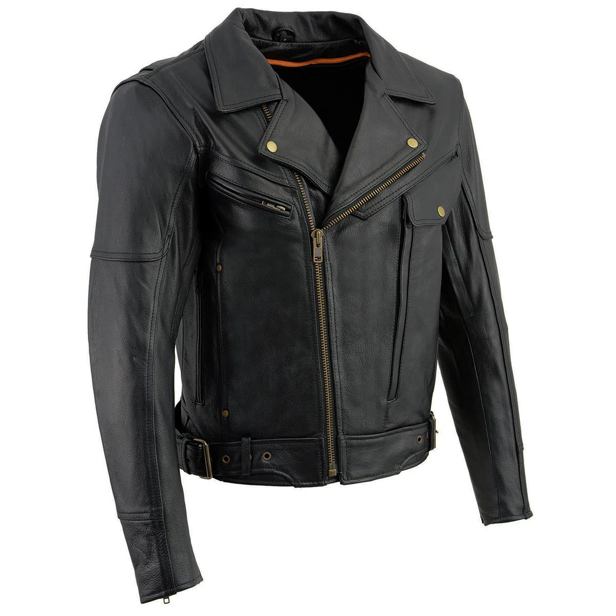 LKM1770 Men's Black Leather Brando Style Jacket