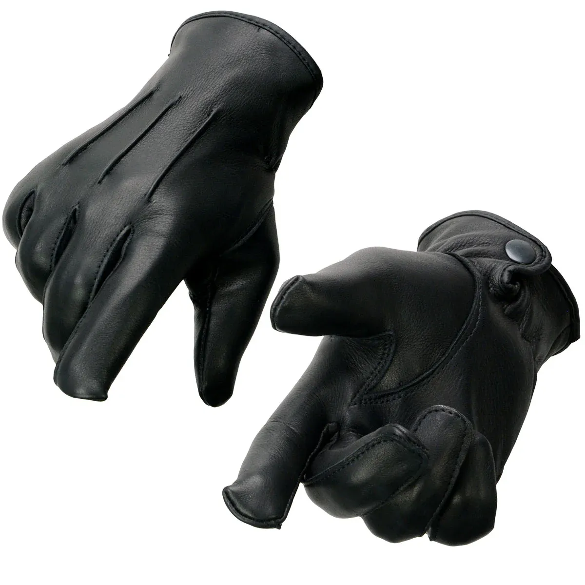 SH875 Men's Thermal Lined USA Deerskin Black Leather Motorcycle Gloves