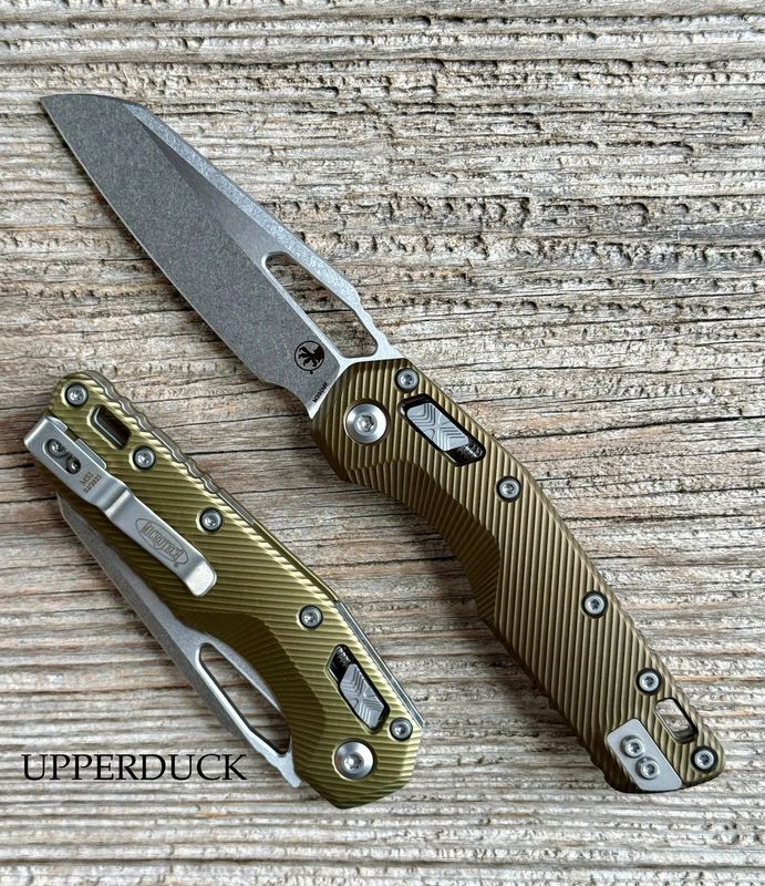Microtech MSI Manual Folder – Stonewash / Fluted OD Green Aluminum Handle (210T-10FLOD)