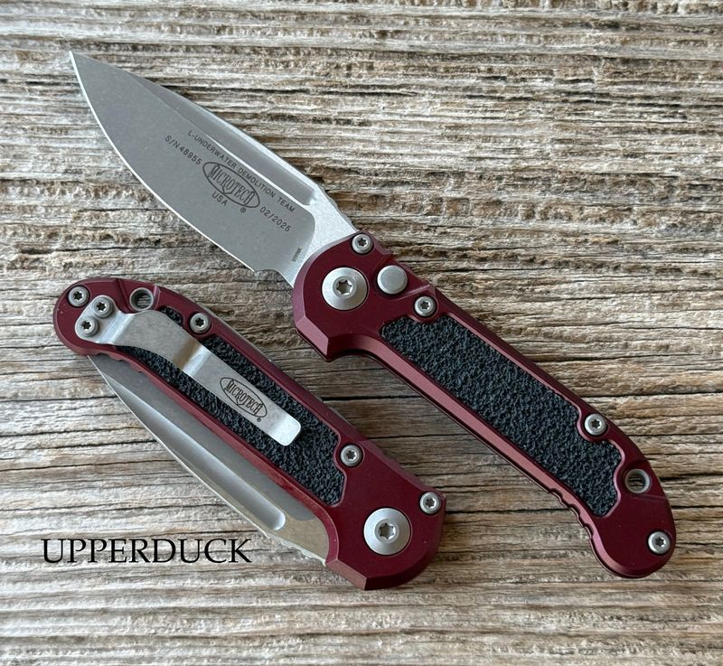 Microtech L.U.D.T. GEN III Auto Folder Knife – Apocalyptic Blade, Blood Red Aluminum Handle with 3M Grips (1135-10APMR)