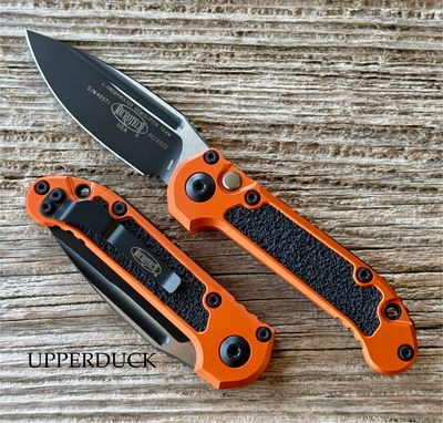 Microtech L.U.D.T. GEN III Auto Folder Knife – Black Blade, Orange Aluminum Handle with 3M Grips (1135-1OR)