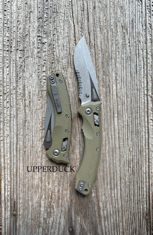 Microtech Amphibian RAM-LOK Manual Folder – Apocalyptic Part-Serrated Blade, OD Green G-10 Handle (137RL-11APFLGTOD)