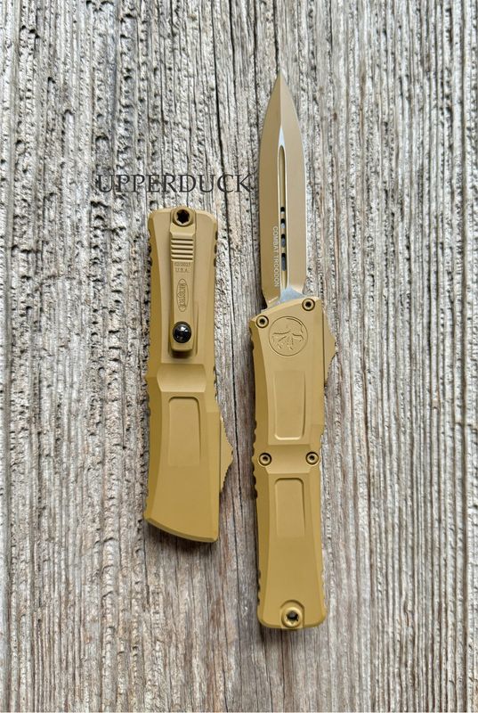 Microtech Combat Troodon GEN III OTF – RAL-8000 Double Edge Dagger Blade, Full Cerakote Handle (1142-1CRA)