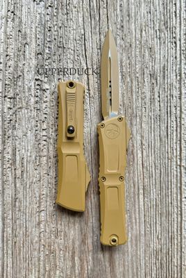 Microtech Combat Troodon GEN III OTF – RAL-8000 Double Edge Dagger Blade, Full Cerakote Handle (1142-1CRA)