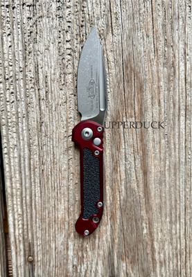 Microtech L.U.D.T. GEN III Auto Folder Knife – Apocalyptic Blade, Blood Red Aluminum Handle with 3M Grips (1135-10APMR)