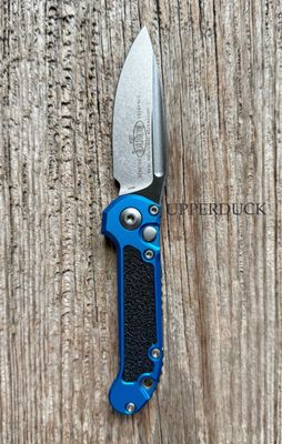 Microtech L.U.D.T. GEN III Auto Folder Stonewash Standard Edge Blue Handle 3M Grips 1135-10BL