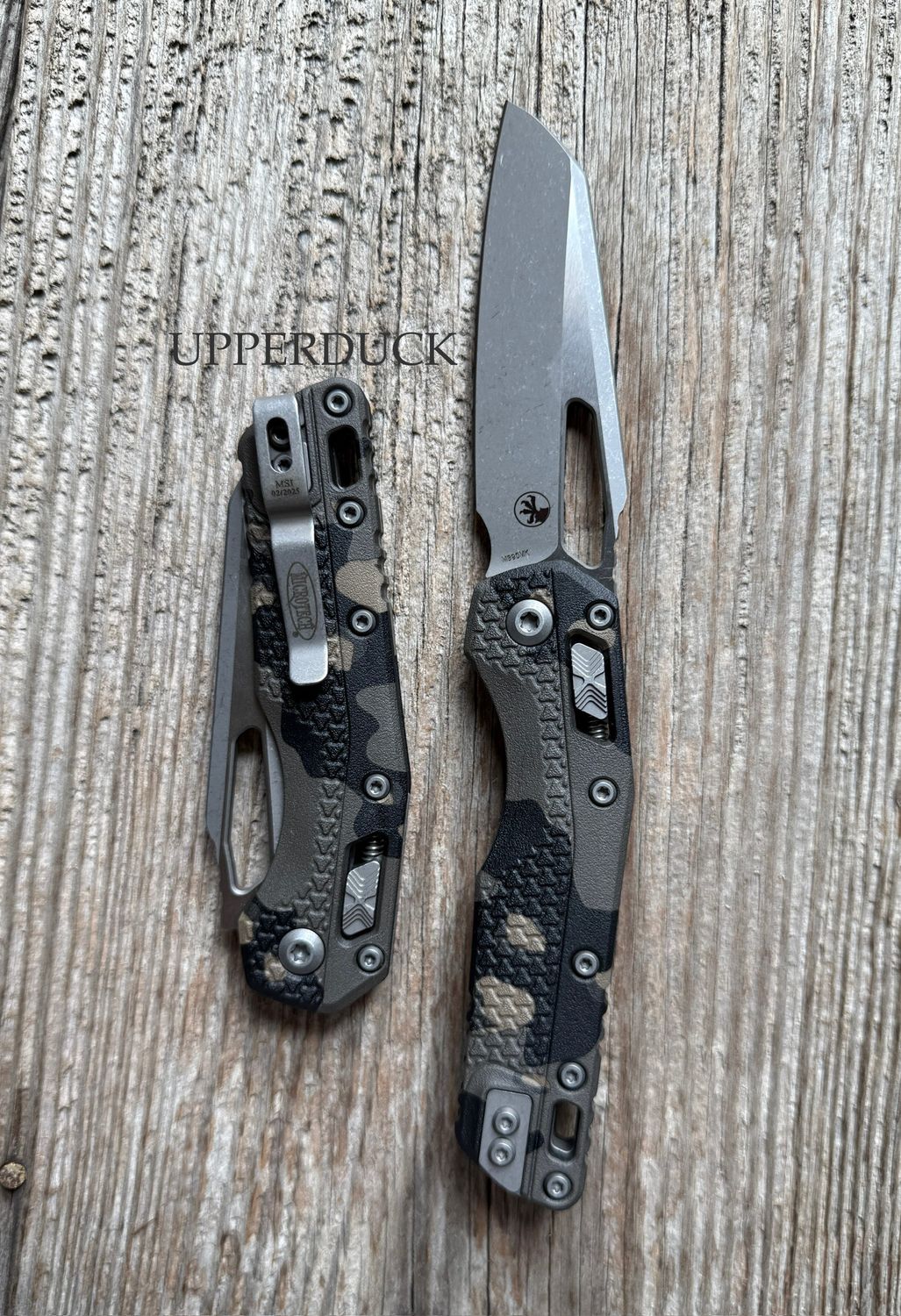 Microtech MSI Manual Folder Knife - Apocalyptic Blade, Tactical Camo Polymer Handle 210T-11APPMTC