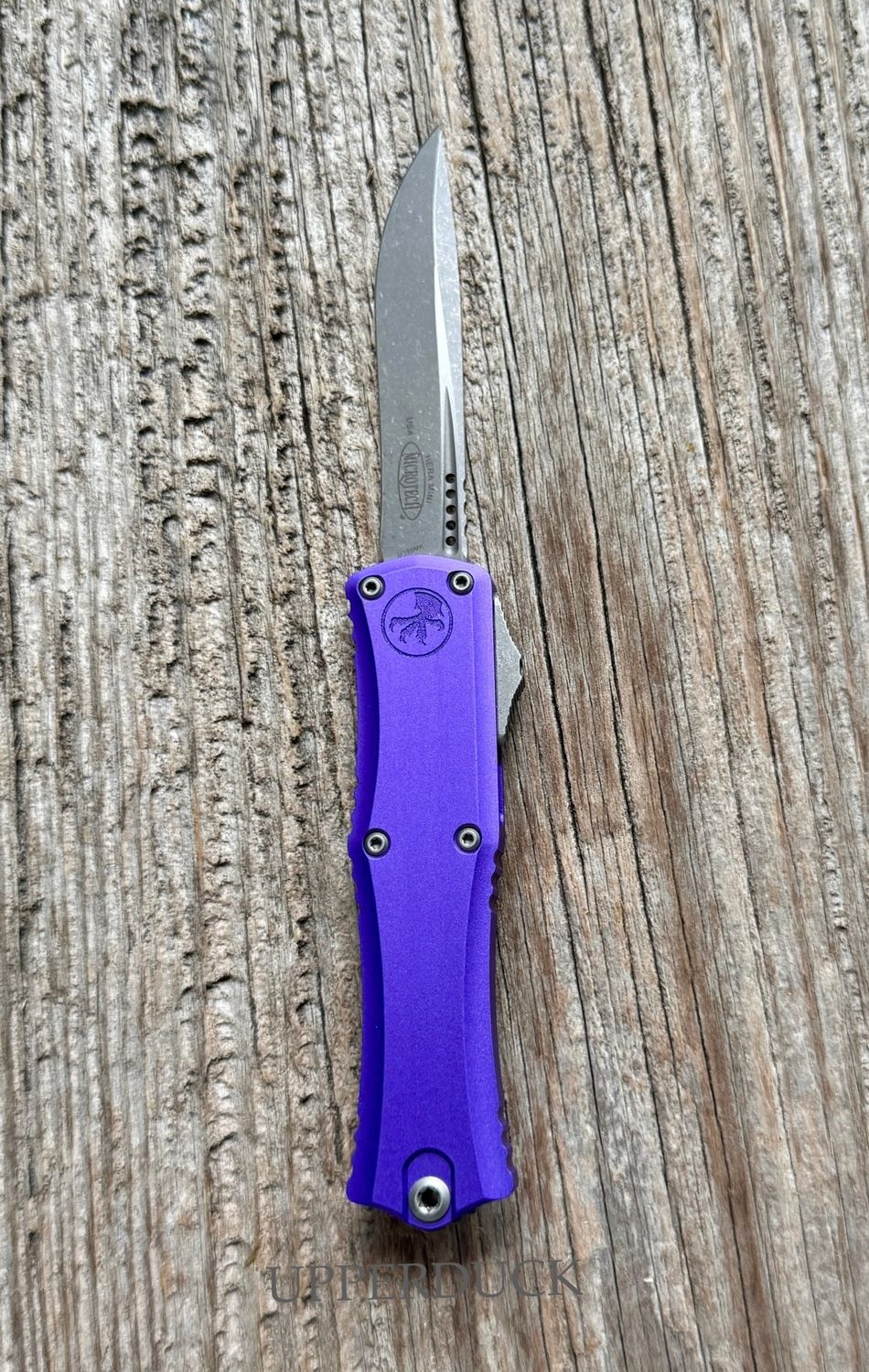 Microtech Hera II Mini Recurve – Apocalyptic Standard Edge Blade, PURPLE Aluminum Handle (1705M-10APPU)