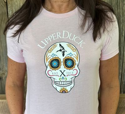 UPPERDUCK 10 Year SUGAR SKULL Performance WOMEN&#39;S SHORT SLEEVE T-Shirt PINK