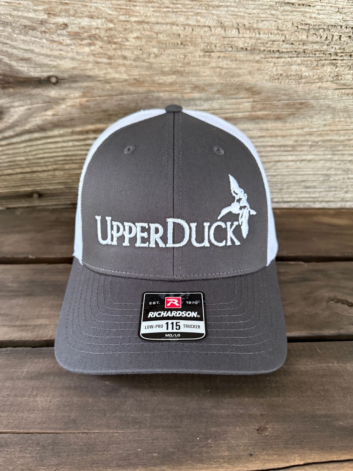 UPPERDUCK Structured #115 Trucker Hat Charcoal and White