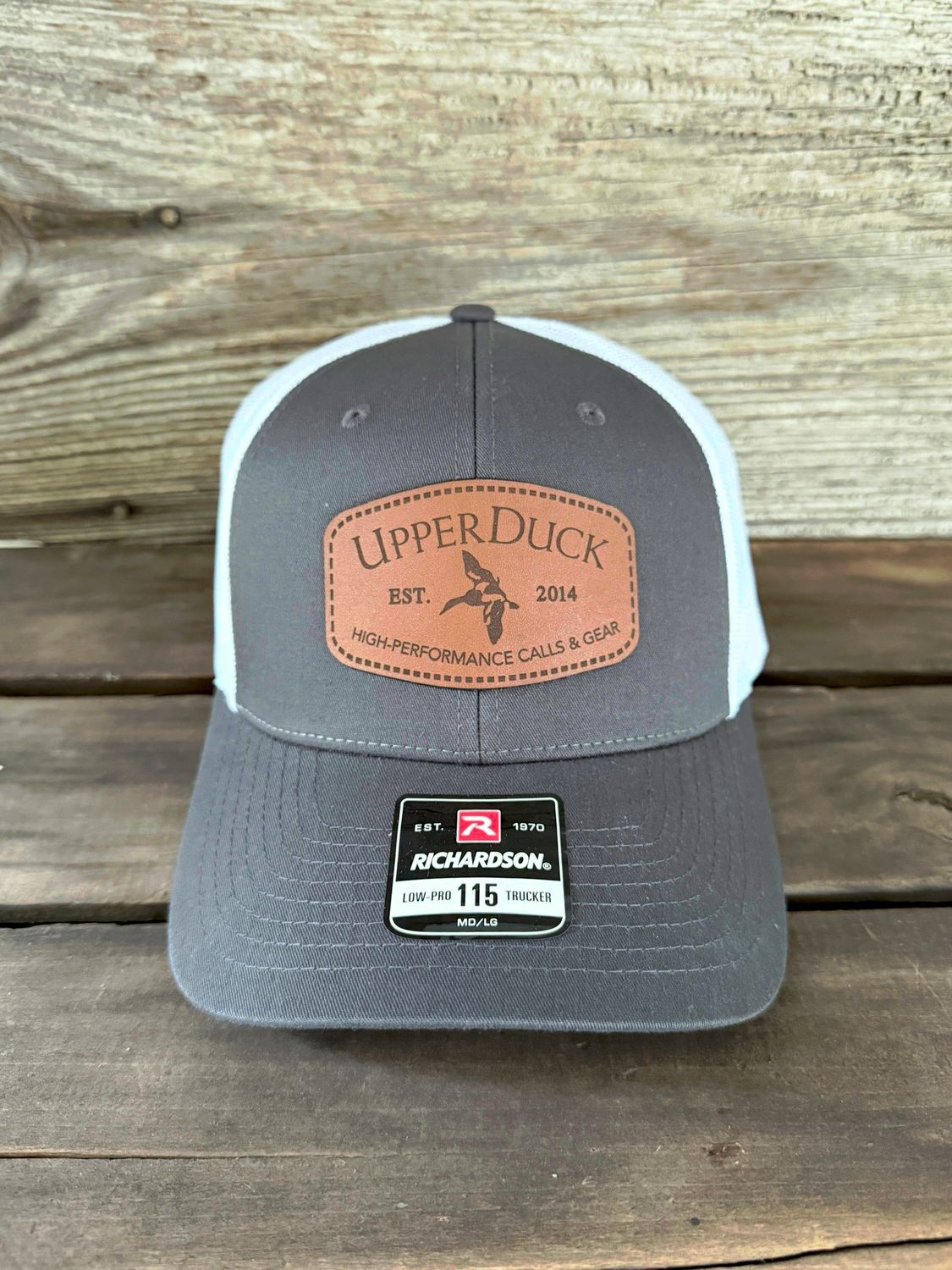 UPPERDUCK 10 Year Structured #115 Trucker Hat Charcoal and White