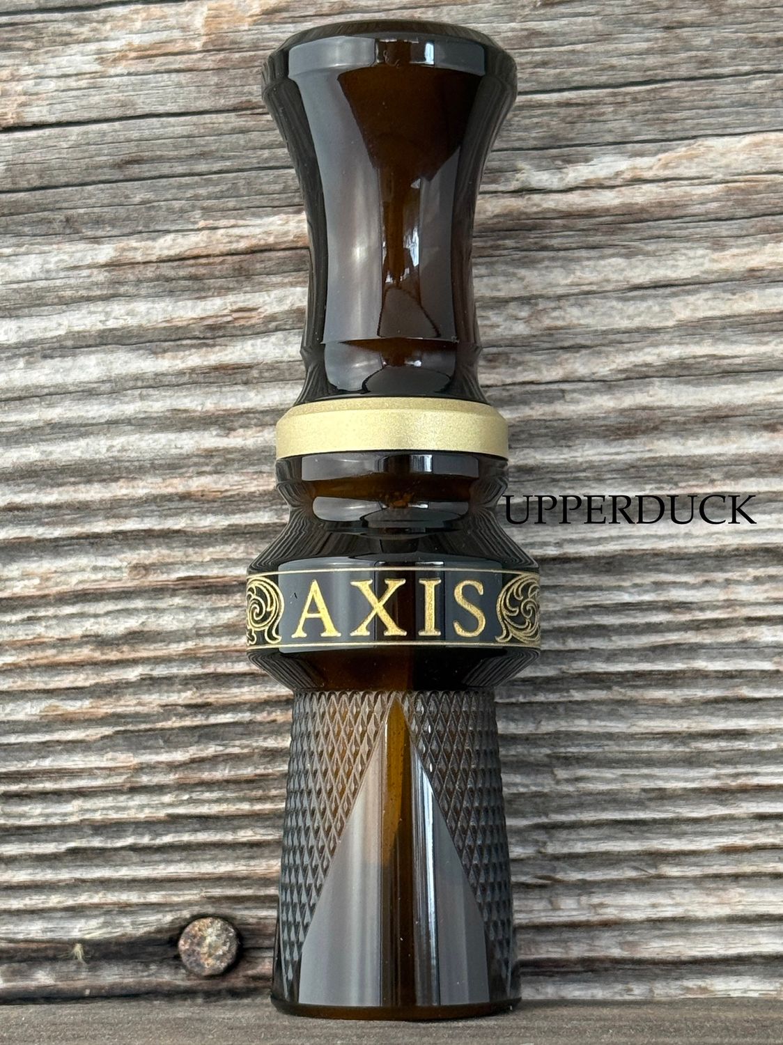 MAKERS CALL COMPANY AXIS CHECKERED Scroll Beer Bottle and Brass