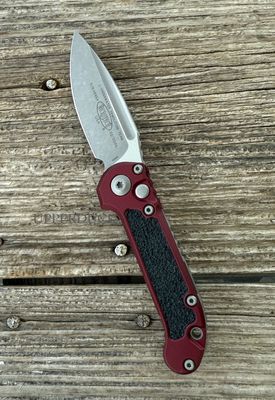 Microtech L.U.D.T. GEN III Auto Folder Knife – Apocalyptic Blade, Blood Red Aluminum Handle with 3M Grips (1135-10APMR)